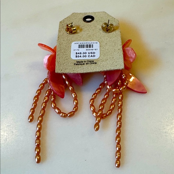 Anthropologie floral and pearl statement earrings, NWT - Picture 2 of 3